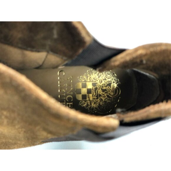 Vince Camuto Ankle Boots Womens 7.5 B Brown Leather Suede VP Hessa Chunky Heel P - Picture 12 of 12